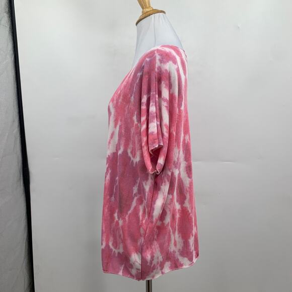 Free for Humanity Shirt Womens OS One Size Metallic Short Sleeve Tie Dye V Neck - Picture 4 of 11